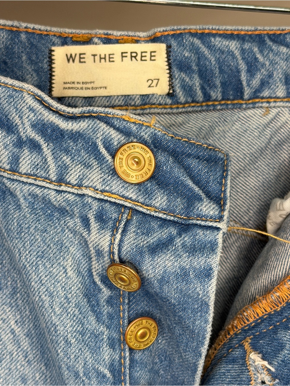 We The Free Light Blue Wide-Leg Denim Jeans with Knee Seams - Picture 8 of 9